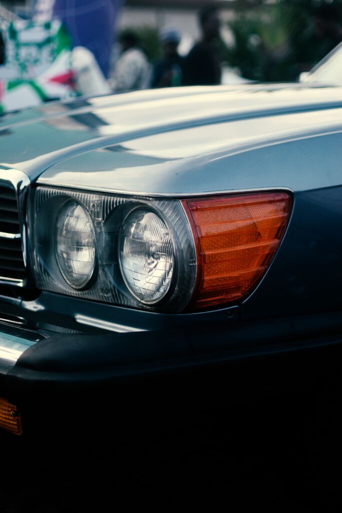 Close-up of a car headlight detail Close-up of a car headlight detail